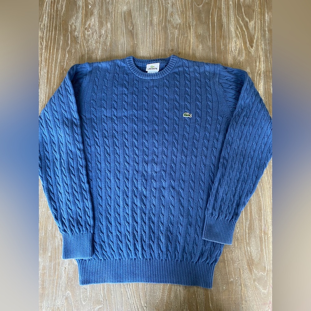 Men’s Lacoste Cable Knit Crew Neck Sweater Size Small